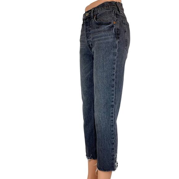 Gap Cheeky Straight Leg High Rise Gray Acid Wash Raw Hem Denim Jean Pants 26 2P - Picture 2 of 9